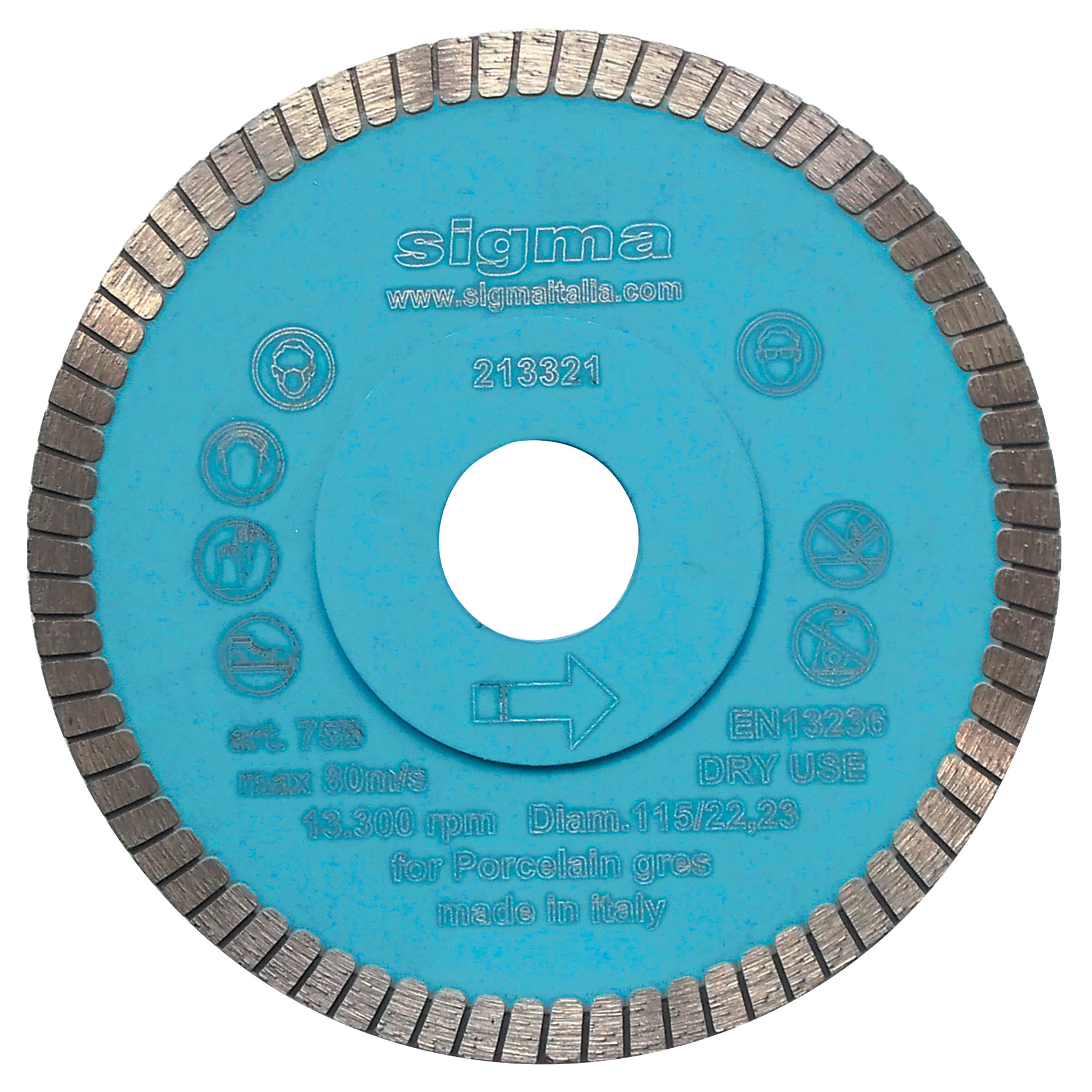 SIGMA Disco diamantato sigma Ø115 mm corona continua turbo per gres ceramica e piastrelle (75b)|