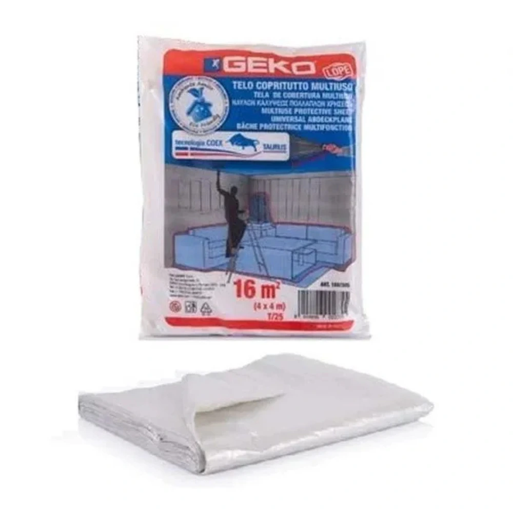 Telo Copritutto Geko in HDPE 4x4m | Protezione Multiuso Resistente e Riutilizzabile