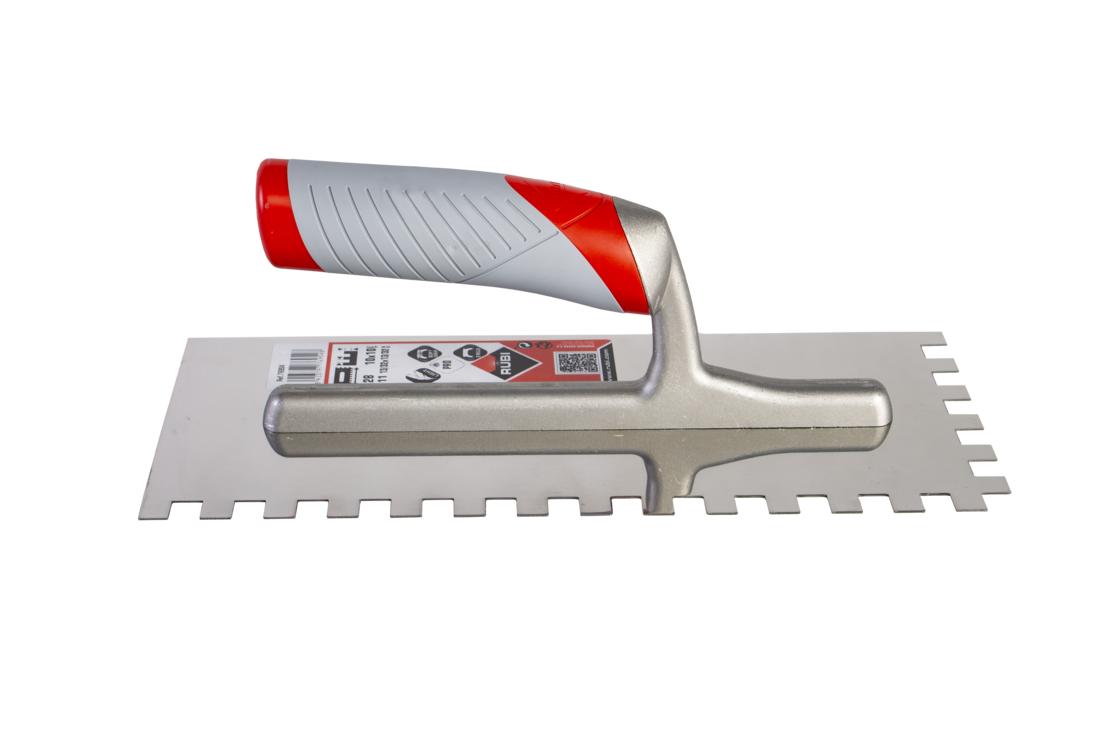 RUBI Rubi Frattone Acciaio Inox 10x10 cm (76954)|Manico Aperto, Lama Acciaio Inox, Ergonomia e Resistenza per Posa Piastrelle