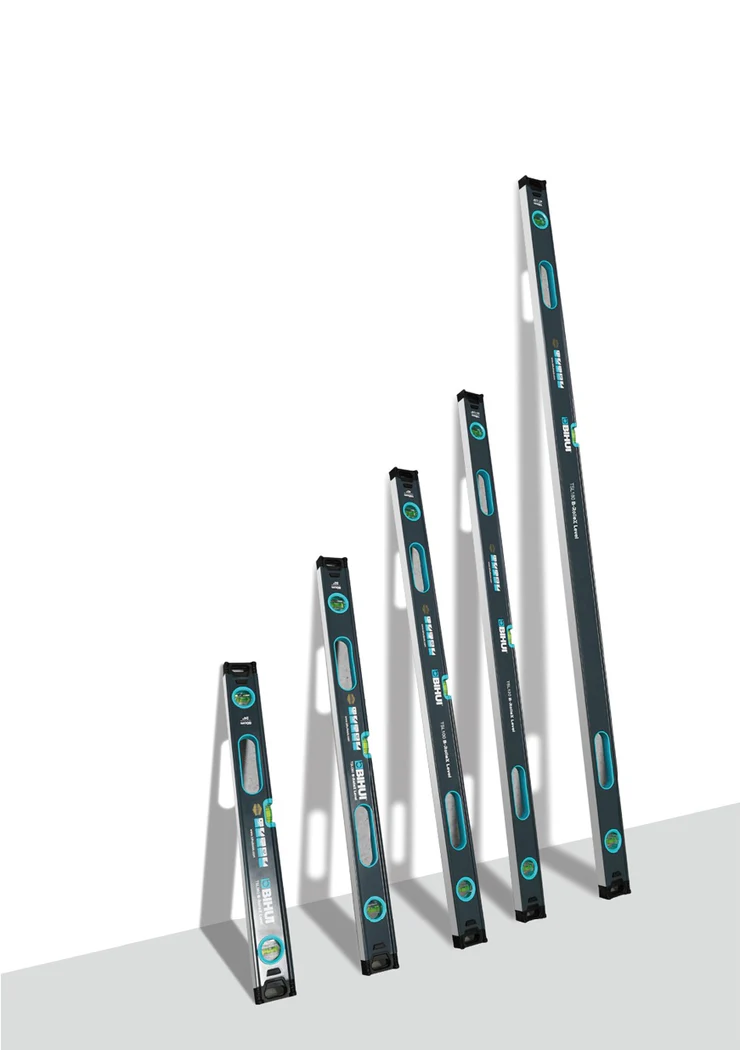 BIHUI Livella a bolla 600 - 2400 mm (TSL) | Precisione 0.5mm/m, Fiale Antiurto, Impugnatura Gomma, Livellamento Orizzontale/Verticale