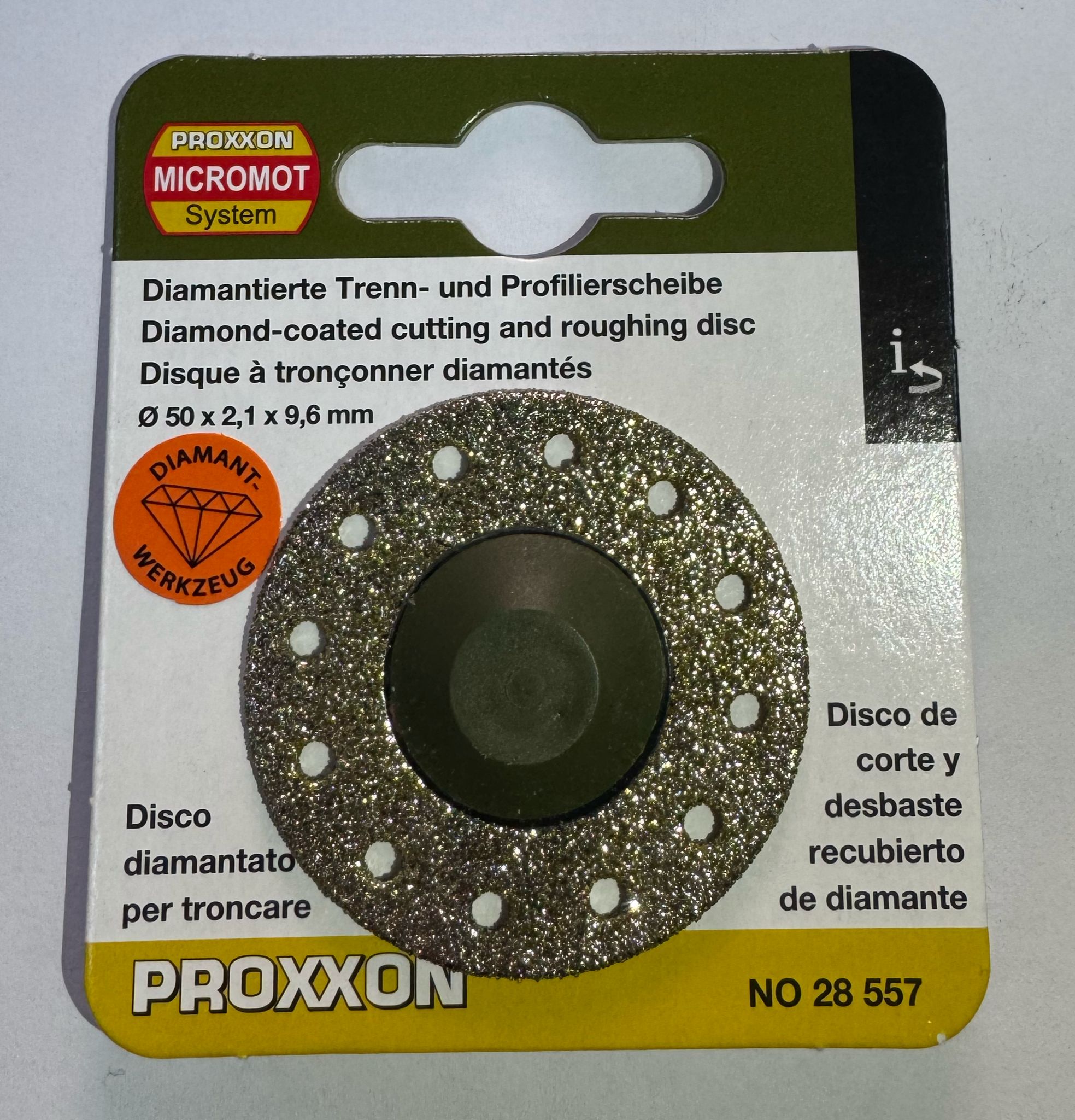 PROXXON Disco diamantato da taglio diam. 50 mm (28557) | Taglio e Smerigliatura di Precisione per Materiali Duri