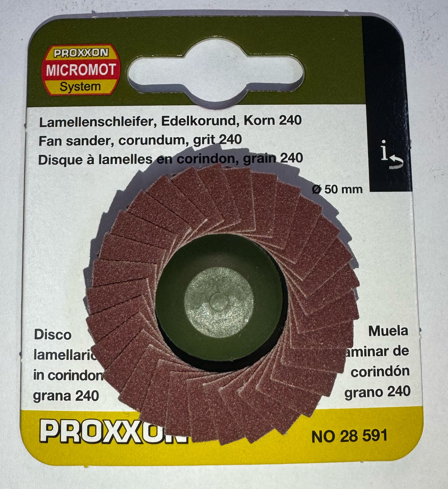 PROXXON Disco lamellare per LHW , Ø50 mm, grana K240 (28591) | Levigatura Versatile per Acciaio, Legno e Plastica
