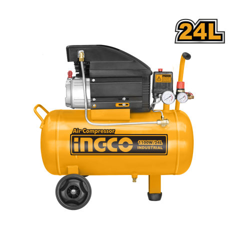 ING-CO Compressore ad aria 24LT da 1,5hp (AC202481E) | 1000 Ore di Garanzia, Gonfiaggio, Verniciatura, Soffiatura