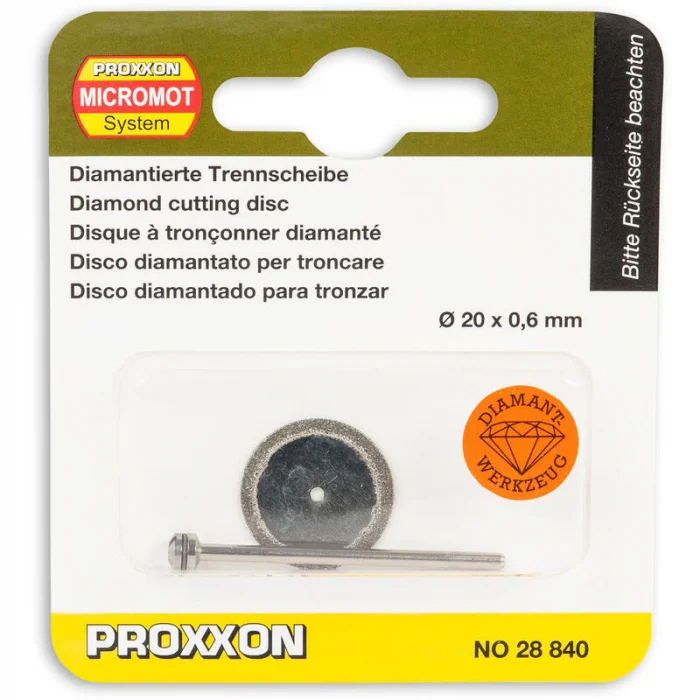 PROXXON Disco diamantato continuo, taglio ceramica, fibra di vetro, plastica , Ø20 mm (28840) | Taglio Preciso