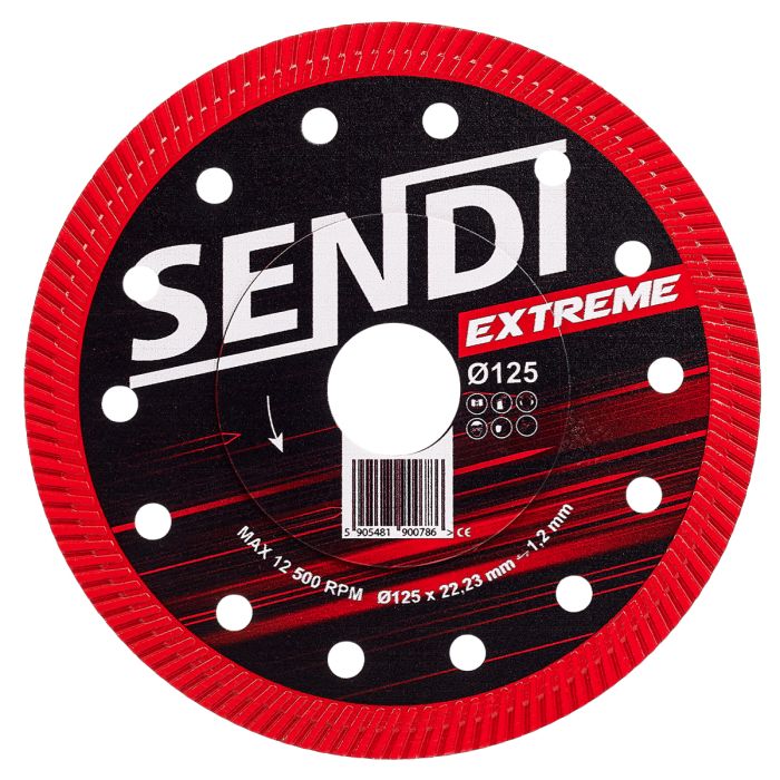 SENDI Disco diamantato EXTREME Ø125 | Taglio Rapido e Preciso per Gres, Ceramica e Dekton