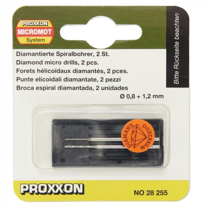 PROXXON  Set di punte diamantate per pietre semipreziose , Ø0,8-Ø1,2 mm, 2 pezzi (28255)