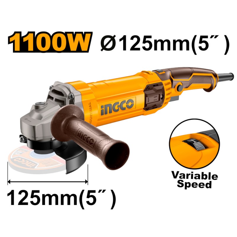 ING-CO Smerigliatrice angolare 1100W D125mm (AG1100385) |Taglio e Smerigliatura Professionale