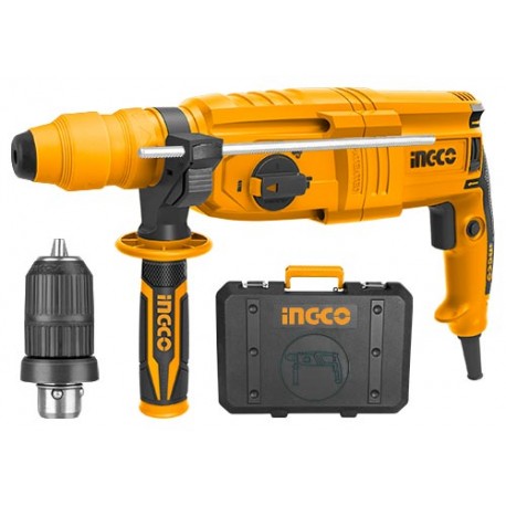 ING-CO Trapano tassellatore 800w con doppio mandrino (RGH9028-2) | Foratura potente su calcestruzzo, acciaio, legno.