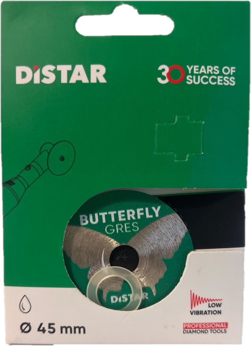 DISTAR Mini Disco Diamantato da Taglio Ø45X0,6X9,6 mm  BUTTERFLY |Taglio di Precisione per Ceramica e Gres Porcellanato (COMPATIBILE CON SMERIGLIATRICE PROXXON 28547)