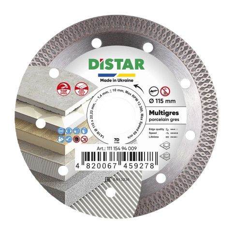 DISTAR Disco da taglio diamantato 1A1R 115X1,4X22,23 Multigres |La Soluzione Definitiva per il Taglio di Gres Porcellanato e Ceramiche Dure