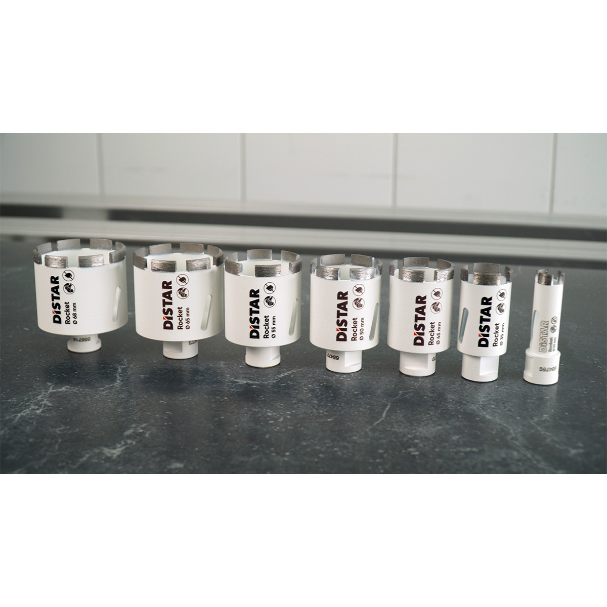 DISTAR Rocket Tazze Diamantate 20/35/45/50/55/65/68 x45-4xM14| Diamantate a Secco M14 per Gres Porcellanato e Granito Spesso